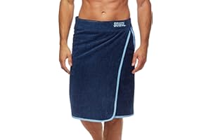 Sowel® Męski kilt do sauny XXL, 100% bawełna ekologiczna, ręcznik do sauny z zapięciem na rzepy, 60 x 160 cm, granatowy/niebieski, XXL