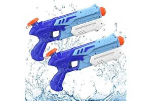 KIZTOYS&1 Pistolet à Eau pour Enfants, Lot de 2 Fusil à Eau Portée de 8 à 10 m, Capacité 300 ML, Cadeaux pour Garçons Filles Enfants, Piscine,Plage, en Plein Air Combat De l'eau