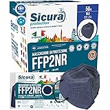 50 Mascherine FFP2 Certificate CE BLU con Elastici Neri SICURA logo impresso BFE ≥99% Made in Italy Mascherina ffp2 SANIFICAT