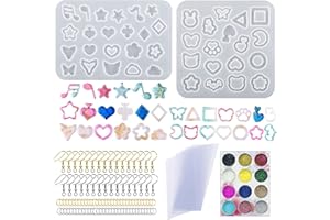 Attuslla 108 PCS Stampo Silicon per Orecchino Musicali, Stampi per Resina, 100 PCS Orecchino e Anelli di Saltoper Creazione Orecchini Ciondoli Fai da Te