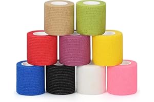 SEADESKY Selbstklebender Verband Selbsthaftende Bandage Elastische Binde Kohäsiver Verband Tierverband Fixierbinde für Erste Hilfe Haftbandage Verband Pet Vet Wrap 5cm*4,5m (9 Rollen)