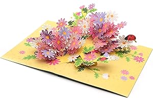ASVP SHOP Daisy Garden Carte pop-up 3D « Thinking of You » faite à la main, cadeau pour maman, amie, grand-mère, carte de remerciement, carte d'anniversaire, carte de fête des mères