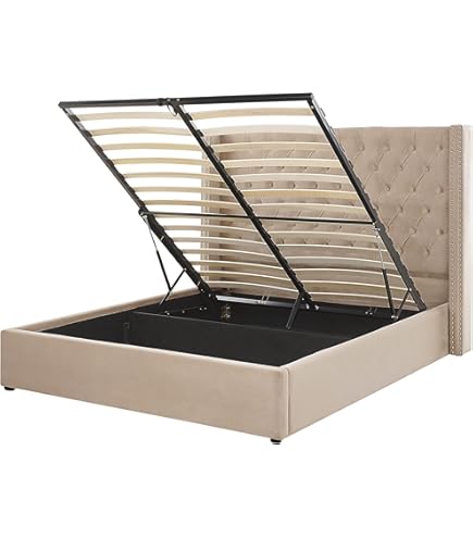 Lit Double Miribel Beliani – Velours Rose Et Doré – 180x200 Avec Ports USB