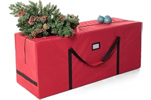 JOIEDOMI 9ft/274.32cm Bolsa Arbol Navidad, para árbol de Navidad artificial desmontado, resistente 600D Oxford bolsas de árbol, bolsa de almacenamiento de árbol de Navidad impermeable (Rojo)