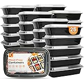 ZubyShax Meal Prep Containers Reusable, 25 Pack Single Compartment BPA Free Batch Cooking Containers for Freezer, Microwavabl
