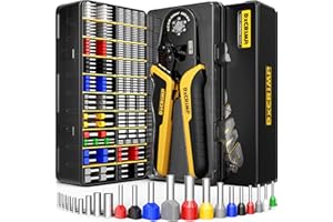 DxCRIMP Aderendhülsenzange, Sechskant Crimpzangen Aderendhülsen Set, Selbsteinstellende Crimpzange Aderendhuelsen Für 0,25-10mm², mit 22 Arten Isolierten,Unisolierte und Twin-Aderendhülsen,Crimp Zange