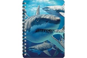3D LiveLife Bloc-note - Grand Requin Blanc de Deluxebase. Carnet à Spirale A6 Art Lenticulaire 3D requin à pages vierges papier recyclé. illustration sous licence de l'artiste renommé David Penfound