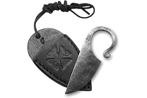 Toferner Couteau à lame fixe de Couteau en acier Celtic - forgé à la main - Lame pointue ultra-tranchante - Étui en cuir authentique inclus