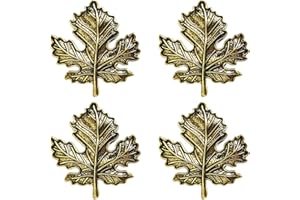 STMK Set of 4 Maple Leaf Napkin Rings, Fall Napkin Rings, Vintage Alloy Napkin Holder for Fall Thanksgiving Day Fall Theme Party Autumn Table Decoration (4)