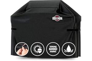 Grillman Funda Impermeable para Barbacoa, Color Canela Funda Protectora para Barbacoa Funda Impermeable para Barbacoa (152 cm, Negro)