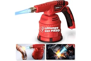 STREND PRO Lötlampe Gas 1300W mit PIEZO | Lötlampe mit Piezozündung für Butangas Kartusche | Gas Lampen zum Löten, Schweißen | Lötbrenner mit Piezozündung | Gasbrenner Klein | Bunsenbrenner Werkstatt
