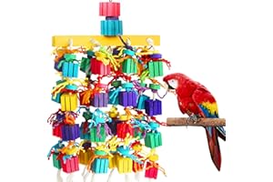 Jijizhazha Bird Chewing Toys, Multicolored Natural Wooden Blocks for Climbing and Foraging, Best Bird Toys for African Grey Parrot, Macaws, Cockatoos and Amazon Parrots