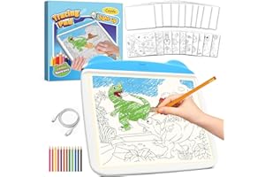 Caydo Eye Protection Light Up Tracing Pad, 3 Brightness Levels Light Box for Tracing, Drawing Pad for Kids, Type-C & Battery Power Supply, Birthday & Holiday Gifts for Girls & Boys Ages 6-12