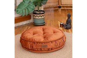 ‎DEKORIST Dekorist Bodenkissen, Cozy Sitzkissen Boden, Dekorative Boden Kissen Rund, Weich Dicker Stuhlkissen, Meditationskissen, Yogakissen, Katzen- und Hundebett, 56x56x12 cm, Terrakotta