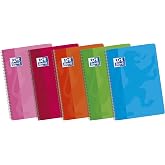 Oxford, Soft Cover Spiral Notebooks, Assorted Colours, 80 Sheets, A4+, Pack of 5