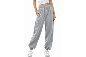 Jhsnjnr Jogginghose Damen Lang Bequeme Sweathose High Waist Trainingshose mit Taschen Freizeit Baggy Sweatpants Sporthose