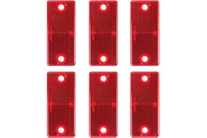 Woola Screw Reflector,6 Pack Rectangular Red Side Reflector Trailer,Size 90x40 mm Cat Eye Red Reflectors Caravan Gate Post Fence