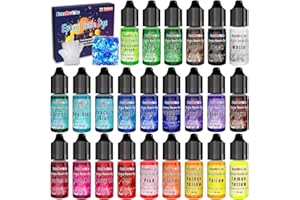 ‎FANSARRICHE FansArriche Epoxidharz-Farbe – 24 Farben Harz-Farbstoff, durchscheinendes Epoxidharz-Pigment für die DIY-Schmuckherstellung, epoxy resin dye für Handwerk, Malerei, Schmuck – jeweils 10 ml