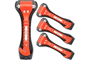 IPOW 4 PCS Car Safety Antiskid Hammer Seatbelt Cutter Emergency Glass/Window Punch Breaker Auto Rescue Disaster Escape Life-Saving Hammer Tool,Big