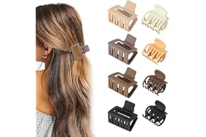 WINDFROMORT Pinzas para Pelo Mujer, 8 Piezas, Plástico - Diseño Antideslizante, Fuerte Sujeción para Cabello Grueso y Fino | Ideal para Peinados Diarios y de Fiesta（Garra cuadrada/doble）