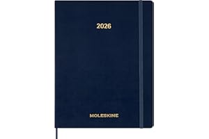 Moleskine Essential Planner 2025-2026, Agenda Settimanale Verticale 15 Mesi, Con Slot Orari Giornalieri, Copertina Flessibile, Colore Blu, Formato XXL 23,5x28,14
