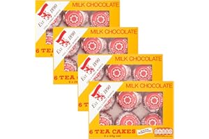 HAMPERLY GIFTS Scottish Tea Cake Bundle Consisting of Tunnock's Tea Cakes Milk Chocolate 6x24g (4 Pack)