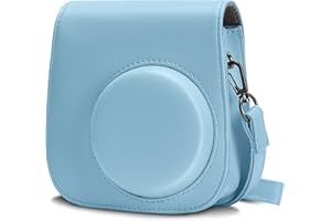 Cpano PU Leder Kameratasche für Instax Mini 11 Sofortbildkamera mit verstellbarem Riemen und Tasche (Blau)
