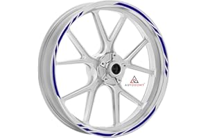 Autodomy Pegatinas Llantas Moto Juego Completo para 2 Llantas de 15" a 19" Pulgadas | Adhesivos Llanta Moto Resistentes a la Lluvia, Sol, Grasa, Aceite | Pegatina Sticker Motocicleta (Azul)