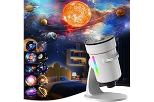QKTYB Planetarium Projektor, Sternenhimmel Projektor mit 4K HD Planet Discs, 360° Rotierenden Galaxy Projector mit Timer, Sternenprojektor Nachtlicht Lampe für Kinder Erwachsene Schlafzimmer
