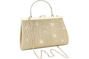 KYYGKY Glitter Clutch Bags Sparkly Evening Bags for Women, Shiny Handbags Shoulder Bags Elegant Sequins Clutch Purse with Detachable Chain Strap for Wedding Bridal Prom Cocktail Party Ladies, Gold