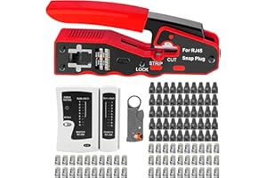 MAYLINE-TECH MAYLINE Testeur de Network Réseau Câble Kits, Pince à Sertir de Fil RJ45 RJ11 Cat5 Cat6 avec 50 Pièces Ensemble d'Outils de Connecteurs en Cristal, Dénudeur de détecteur de données (Bleu)