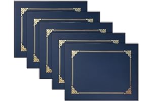 Better Office Products 25 Pack Navy Blue Certificate Holders, Diploma Holders, Document Covers with Gold Foil Border, for Letter Size Paper, 25 Count, Blue