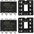 risingsaplings 2pcs ATTINY85-20PU DIP-8 IC MCU 8BIT Microcontroller with 8KB (2pcs and ic Socket)