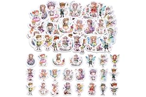 SHANFAA Cute Fairy Stickers, 46 PCS - Excellent for Scrapbooking, Vinyl Water Bottle, Crafts, DIY Laptops & Journals, Gifts for All