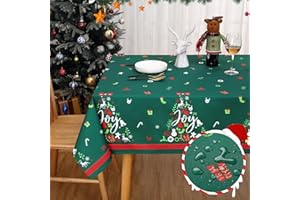 JOLLYTOP Nappe de Noël rectangulaire imperméable et lavable pour décoration de fête, cuisine, salle à manger, résistante à la poussière, 137,2 x 274,3 cm, vert