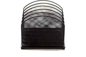 Mind Reader Vertikale Aktenaufbewahrung, Schreibtisch-Organizer, Postsortierer, Büro, Metallgitter, 28,3 cm L x 18,5 cm B x 28,5 cm H, Schwarz