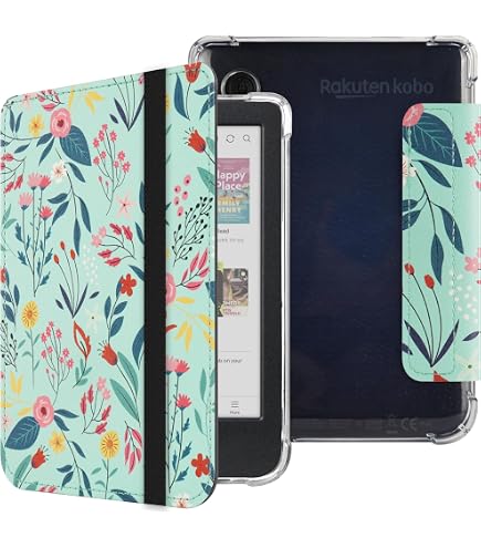 Housse De Protection Pour Liseuse Kobo Clara BW / Colour - Étui Magnétique Bleu Foncé Jaune Noir - Design Tarot