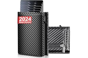 UNOSEKS Portafoglio da uomo – Portafoglio da uomo con protezione RFID, sottile portafoglio con scomparto per monete, Smart Wallet, fibra di carbonio., Portafoglio RFID