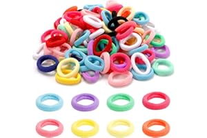 FUYOAL 100 Pcs Baby Hair Bobbles - Colorful Cotton Elastic Soft Bands for Girls, Kids, Toddlers - Mini Hair Ties Ponytail Holder