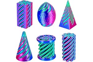dikale 6 Packungen Spirale Fidget Kegel 3D gedruckt Spielzeug Set, Flexible Pyramide Passthrough für Stressabbau, Kinder Erwachsene Schreibtisch Spielzeug, Rosenrot & Dunkelblau & Grün