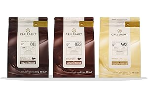 BARRY CALLEBAUT Callebaut 3 x 2.5kg Bundle - Finest Belgian Dark, Milk & White Chocolate Couverture (Callets)