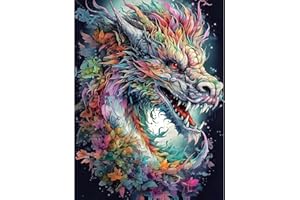 PUJEKNM DIY Paint by Numbers for Adults-Dragon Canvas Oil Painting Kit for Adults,Craft Art Painting Kit Acrylic Pigment Drawing Paintwork for Gift Home Wall Decor 12x16inch (without Frame)