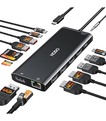 ORICO USB C dockingstation met dubbele HDMI, 8-in-1 USB C-hub met 2 HDMI 4K @60Hz, 2 Type-A 3.0, Type-C 3.0, 100W PD, TF/SD-kaartlezer, USB 3.0 multiport adapter voor MacBook/Dell/HP/Surface/Lenovo