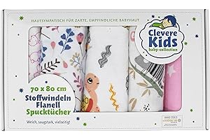 ‎CLEVERE KIDS BABY-COLLECTION ClevereKids | Moltontücher SOFT | Spucktücher | 5er-Pack Geschenkset | 70 x 80 | bunte Motive | OEKO-TEX | Flanellwindeln (Set Mädchen)