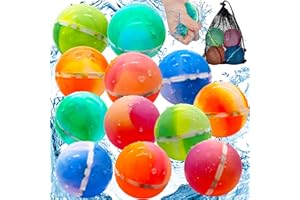 Chennyfun 12 Pcs Weicher Silikon-Bunt Wasserballon, Farblich Gemischt Wiederverwendbare Wasserballons, Selbstschließend Schnellfüller Wasserbomben, Wasserspielzeug für Kinder Sommer Draussen