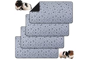Namalu 4 Pieces Guinea Pig Cage Liners Guinea Pig Fleece Bedding Absorbent Guinea Pig Accessories Reusable Washable Guinea Pig Pee Pad Non Slip Guinea Pig Mats for Cages with Patterns (24 x 47 Inch)