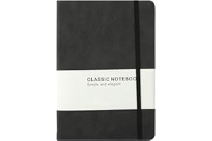HERUIO A5 Lined Journal Notebook, Hardcover Executive Notebooks, 5.7 x 8 inches, 100 sheets 100 gsm Thick Paper (Black, Ruled)