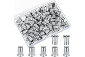 YWCHOSHE 60 Pcs Rivet Nuts Set, M5 Stainless Steel Rivnuts, Flat Head Rivnuts, Threaded Insert Nutsert Rivet Nuts Assortment Set, Knurled Rivnuts
