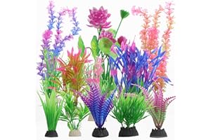 Taasmoog Artificial Fish Tank Plants - 13 Pack Aquarium Plants - Simulation of Aquatic Plants for Fish Tank - Artificial Plastic Water Plants for Home and Office - Multiple Colors