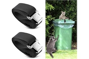 LASUROA 2pcs Trash Can Strap, 27.56x1.41in Adjustable Wheelie Bin Strap Strong Garbage Can Lock Trash Bin Lid Accessories Parts for Outside Use to Prevent Animals from Tipping Over Locking Trash Bin(Black)